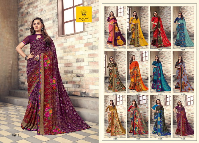 Hirva Meera Fancy Latest Designer Regular Casual Wear Printed Georgette Sarees Collection
